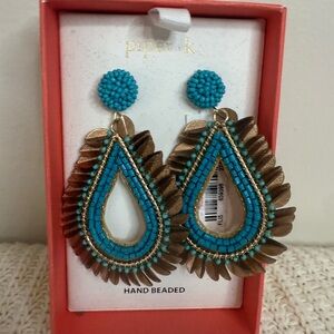 Piper K. NWT Turquoise and Gold Beaded Earrings